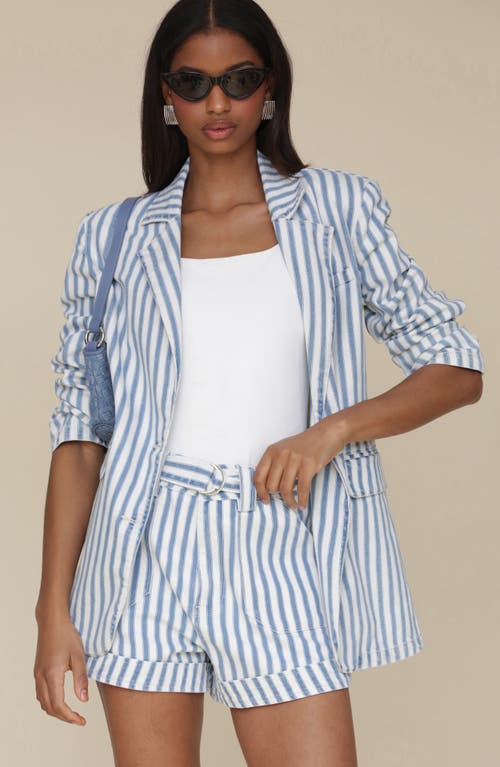 Avec Les Filles Stripe Oversize Blazer In Medium Blue W/white Stripe