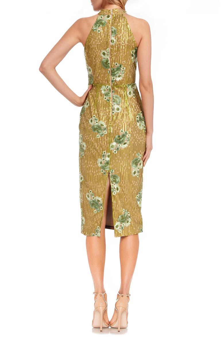 Floral Embroidery Sequin Sheath Dress, Alternate, color, CITRUS