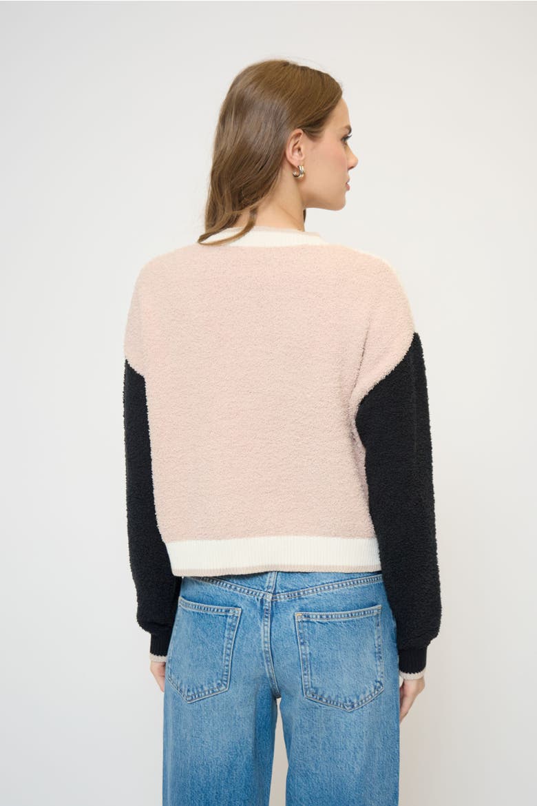 Colin Cropped Terry Cardigan, Alternate, color, white multi