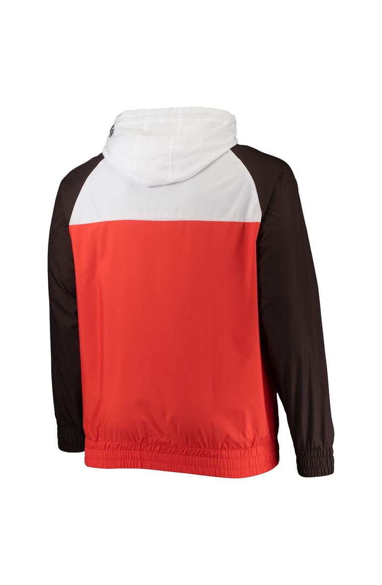 New Era Men's New Era Orange/Brown Cleveland Browns Big & Tall League Raglan Quarter-Zip Hoodie, Alternate, color, Orange