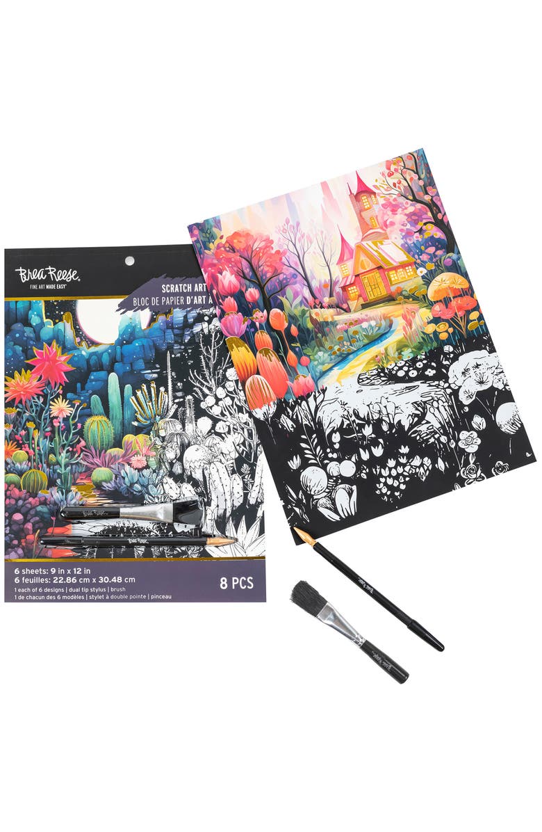 Brea Reese Scratch Art Paper Pad, Magical Vistas, Alternate, color, Multicolored