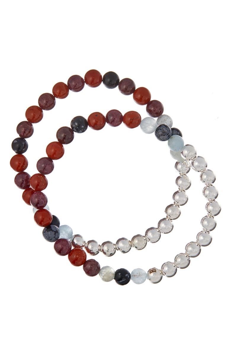 The Healer’s Collection N82 Gut Health Set of 2 Healer's Bracelets, Alternate, color, Silver