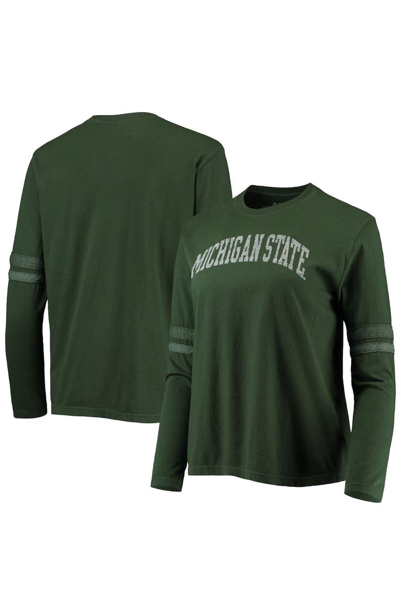Retro Brand Women's Original Retro Brand Green Michigan State Spartans Vault Vintage Stripe Long Sleeve T-Shirt, Main, color, 