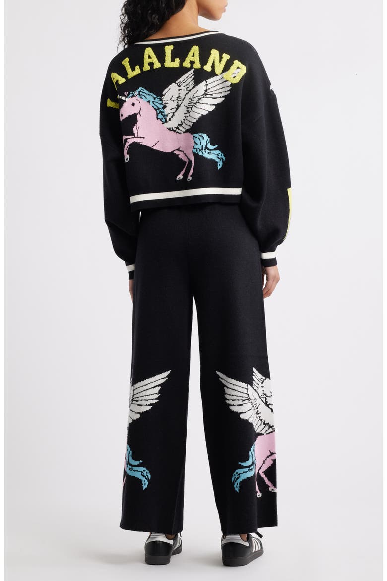 Weirdos Unite Pegasus Jacquard Sweater & Wide Leg Pants Set, Alternate, color, BLACK