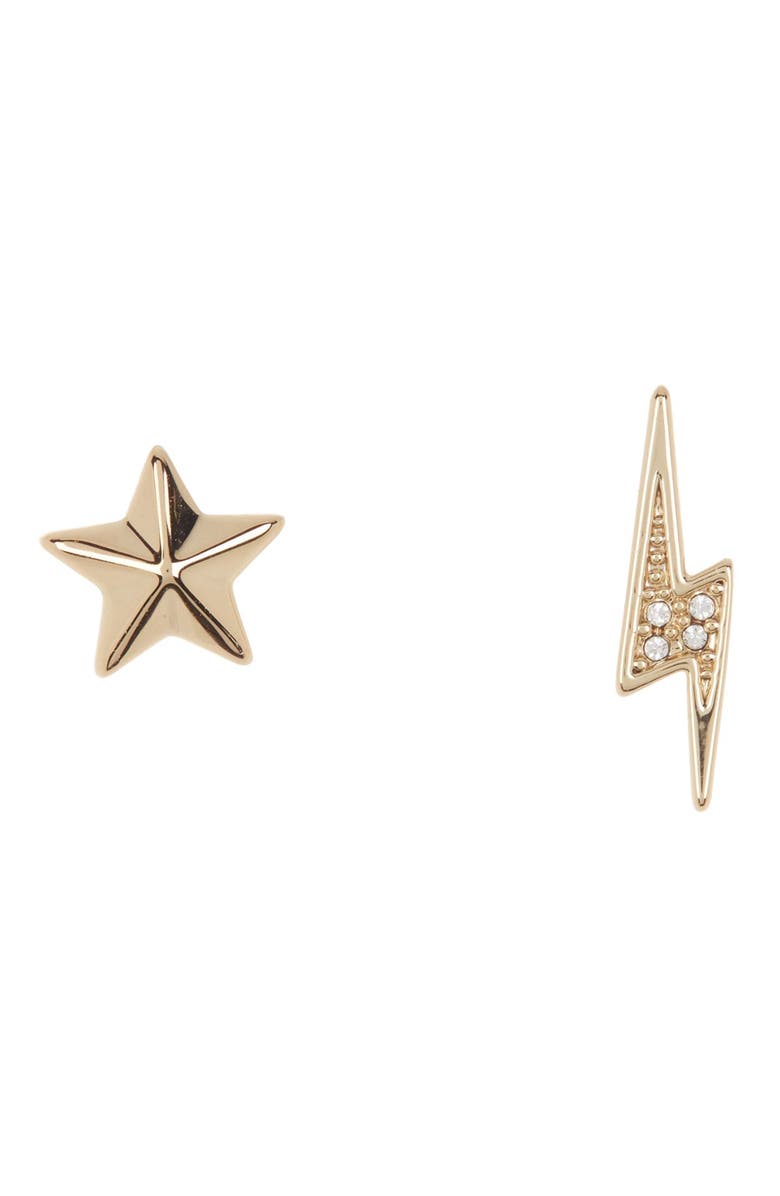 Rebecca Minkoff Mismatched Star & Lightning Bolt Stud Earrings, Main, color,