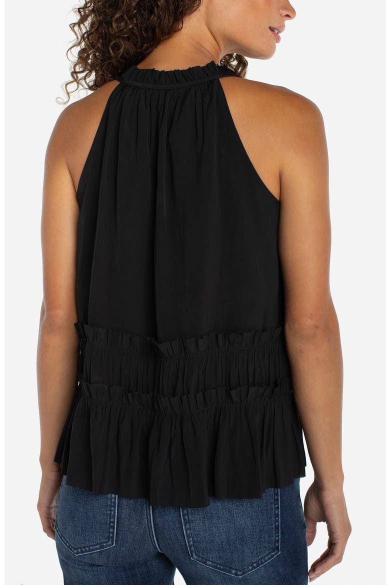 Ruffle Tie Neck Sleeveless Top, Alternate, color, BLACK