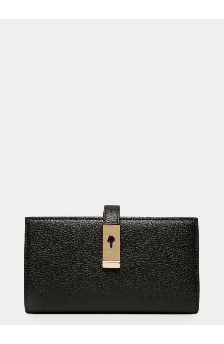Bally Lock Me Long Wallet In Leather, Main, color, Black