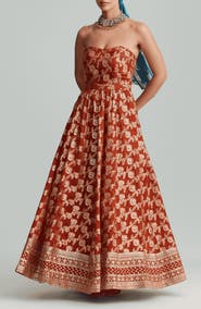 holiCHIC Amber Metallic Embroidery Strapless Gown