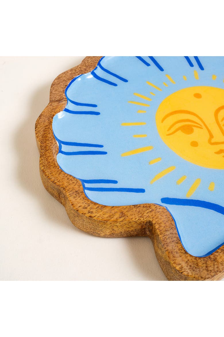 Lakri Tree Serving Board 8" Entertaining Artisan, Alternate, color, Blue