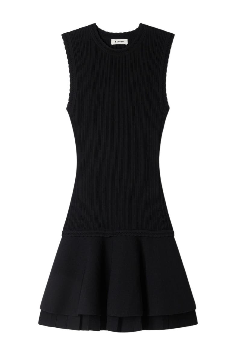 Short knit dress with ruffles, Alternate, color, Black