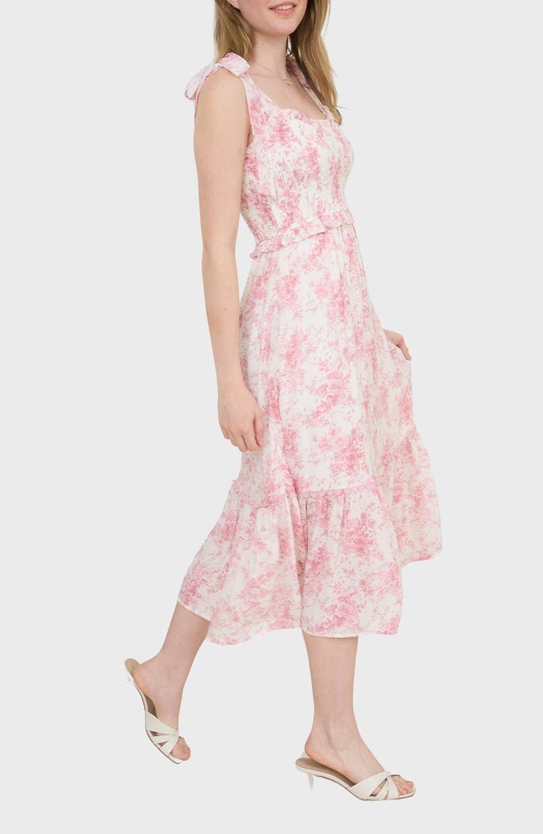 Blu Pepper Floral Ruffle Midi Dress, Alternate, color, Mauve Multi