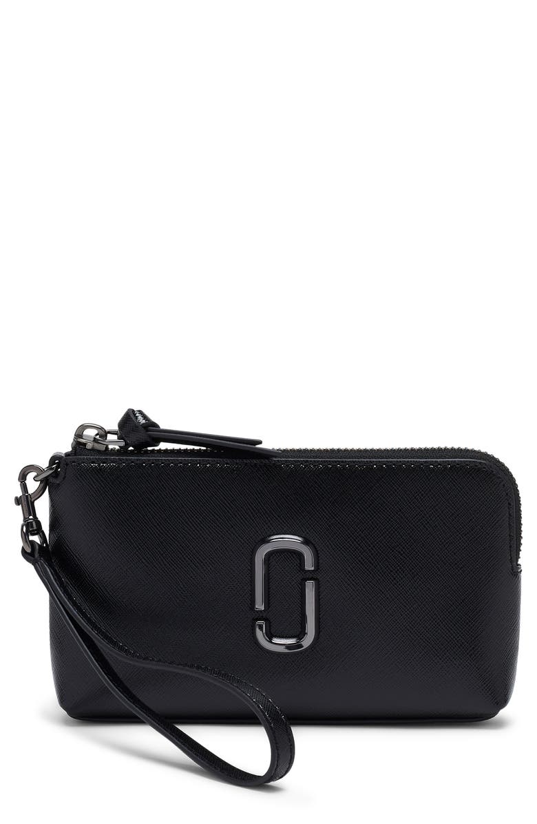 Marc Jacobs The Snapshot Wristlet Leather Clutch, Main, color, Black