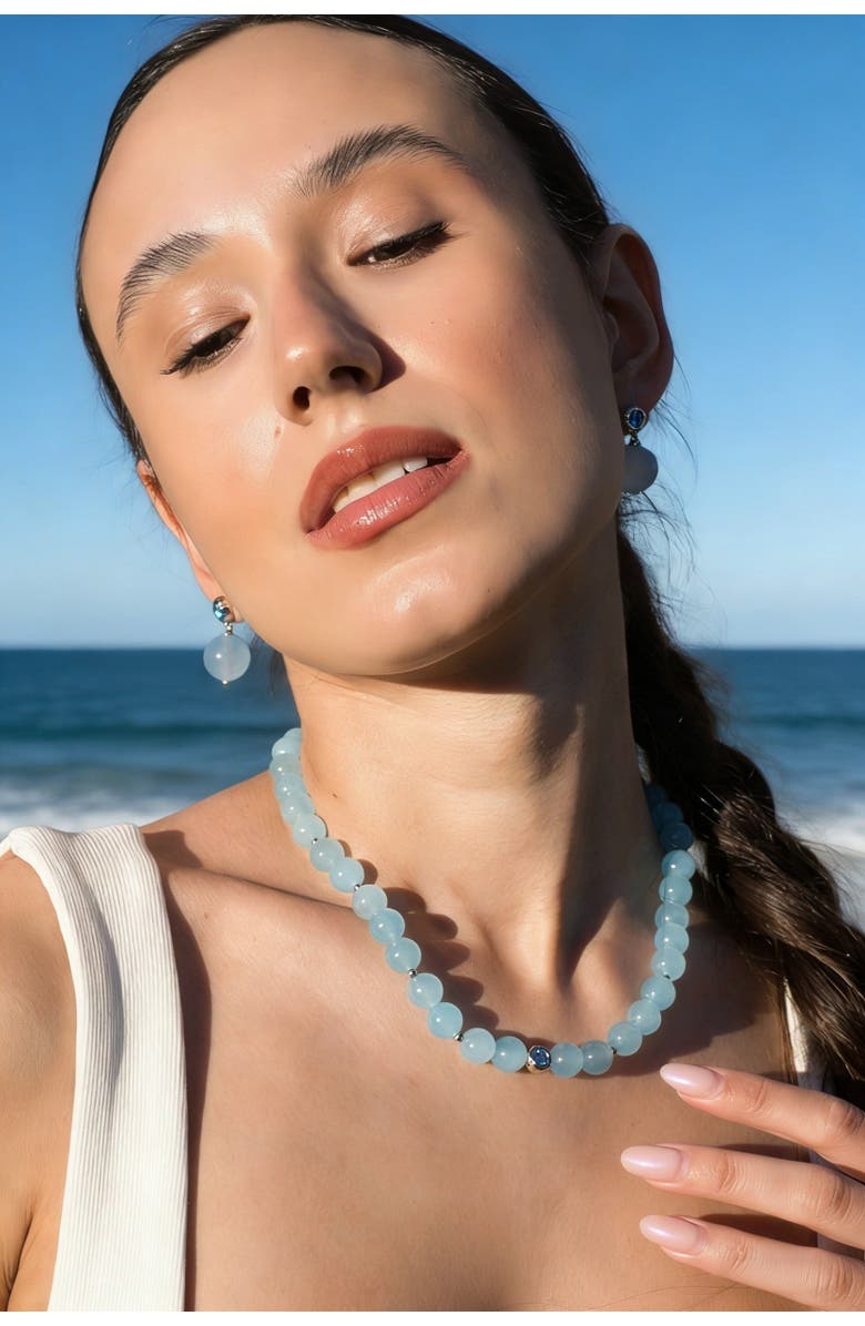 Classicharms Isla Aquamarine Bead Choker Necklace, Alternate, color, 
