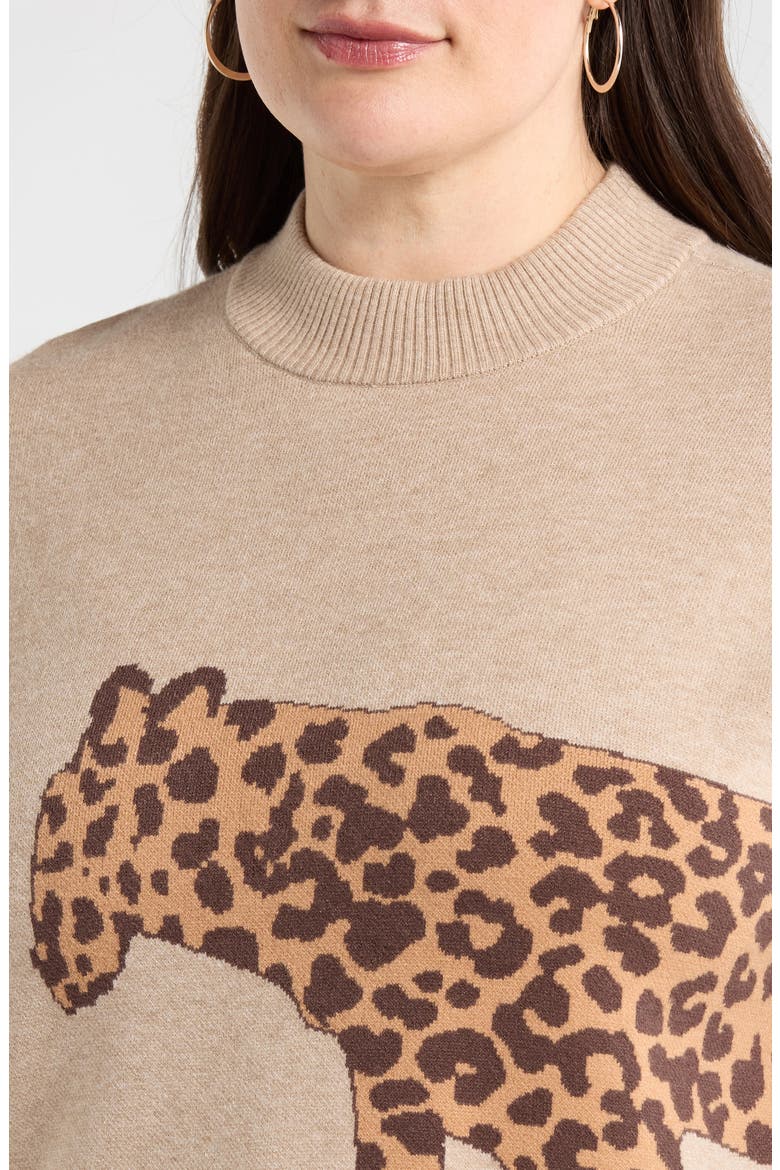 Jazara Leopard Sweater, Alternate, color, OATMEAL