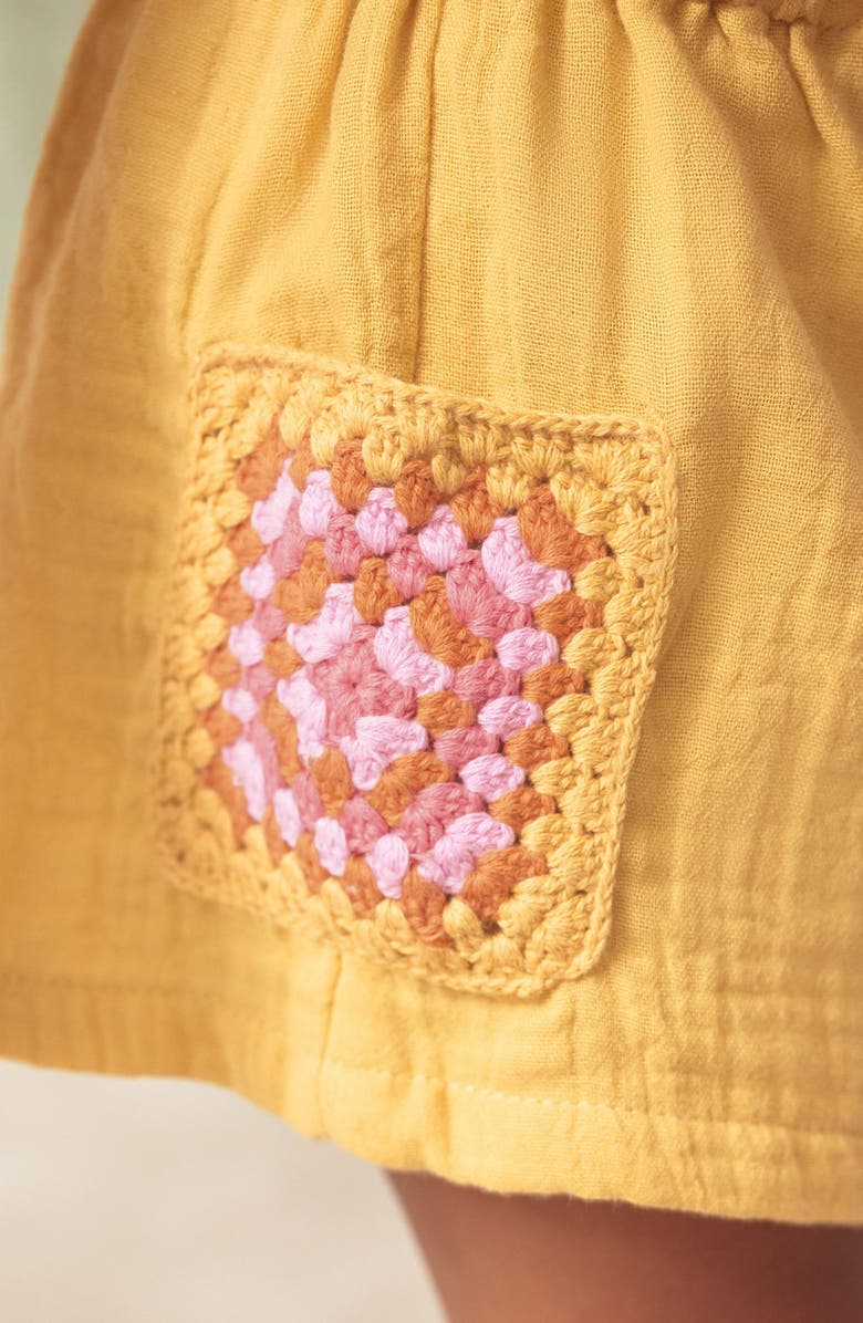 NEXT Kids' Floral Crochet Top & Cotton Gauze Shorts Set, Alternate, color, Yellow Multi