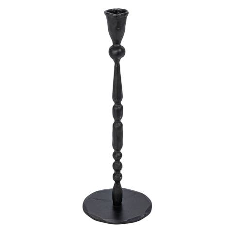 Decorative Hand-Forged Metal Taper Holder, Black