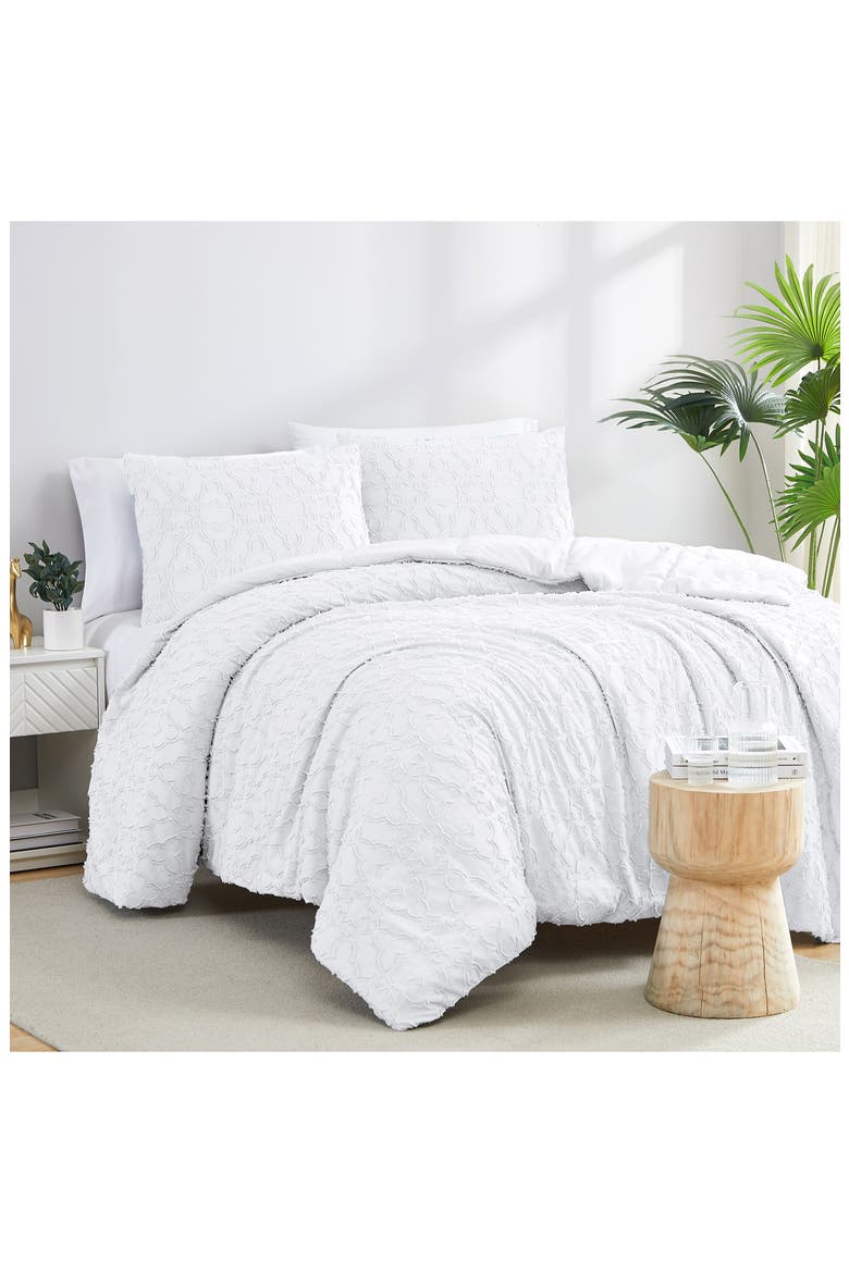 Jaquard Comforter Set, Main, color, WHITE