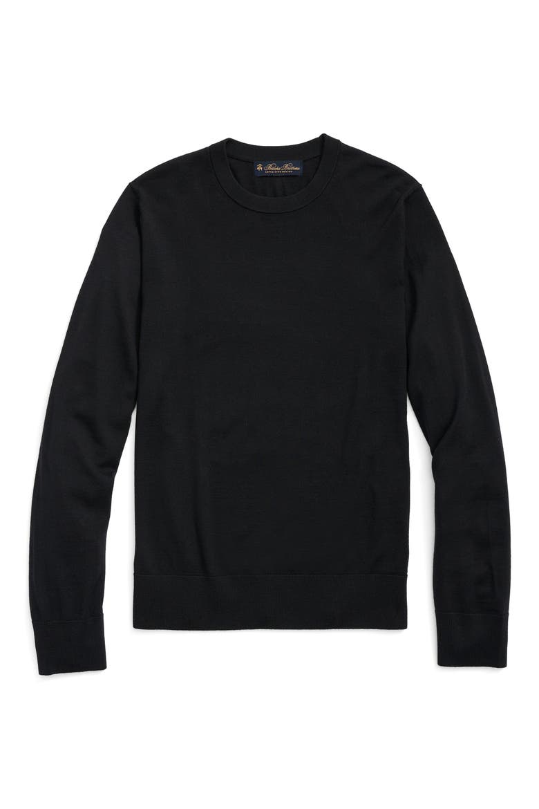 Merino Wool Crewneck Sweater, Alternate, color, BLACK