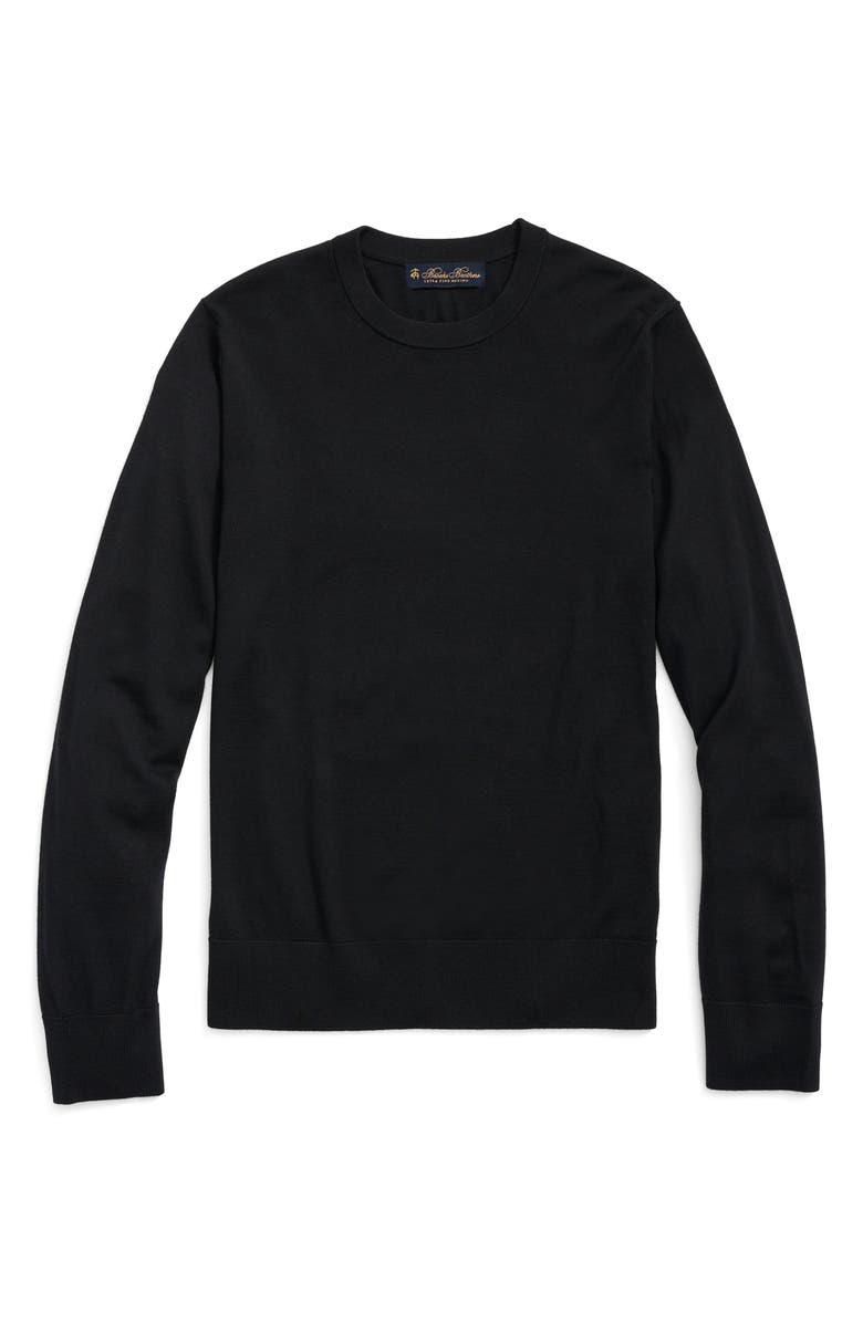 Brooks Brothers Merino Wool Crewneck Sweater, Alternate, color, Black