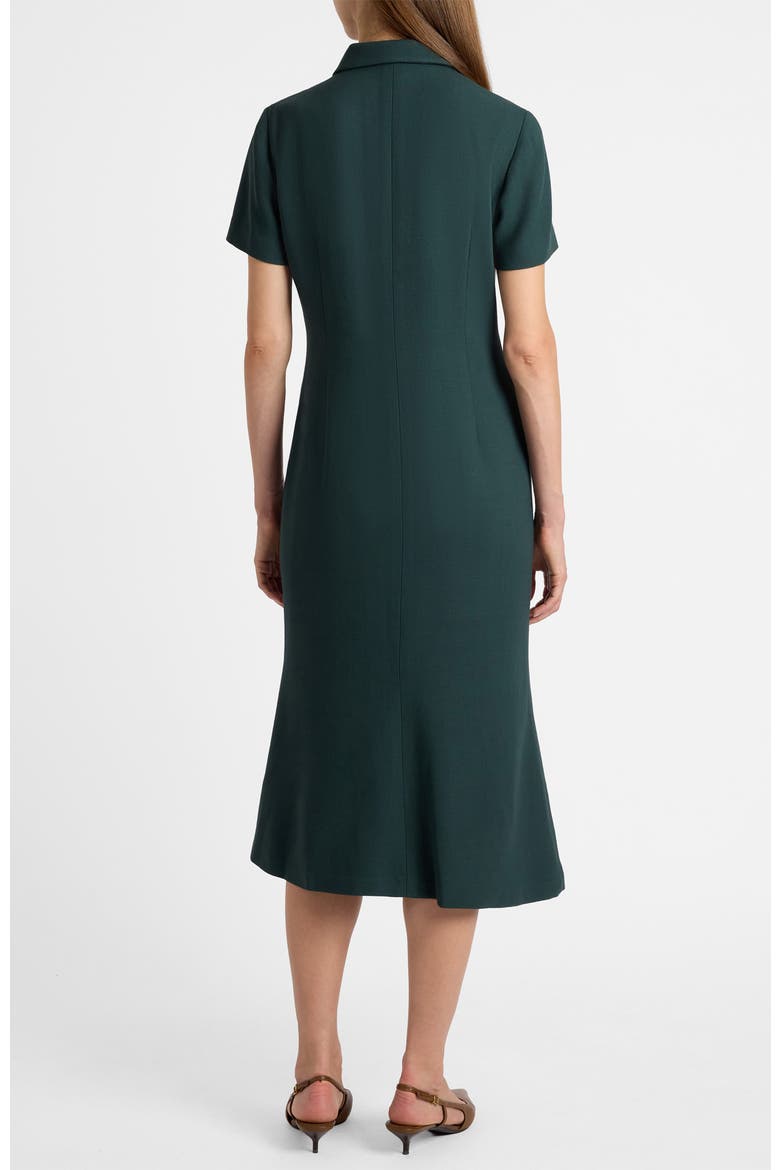 Sahara Short Sleeve Asymmetric Midi Twill Dress, Alternate, color, Evergreen