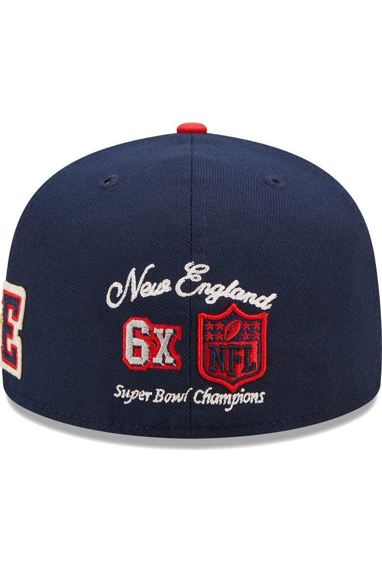 Men's New Era Navy/Red New England Patriots Super Bowl XXXVI Letterman 59FIFTY Fitted Hat, Alternate, color, Navy