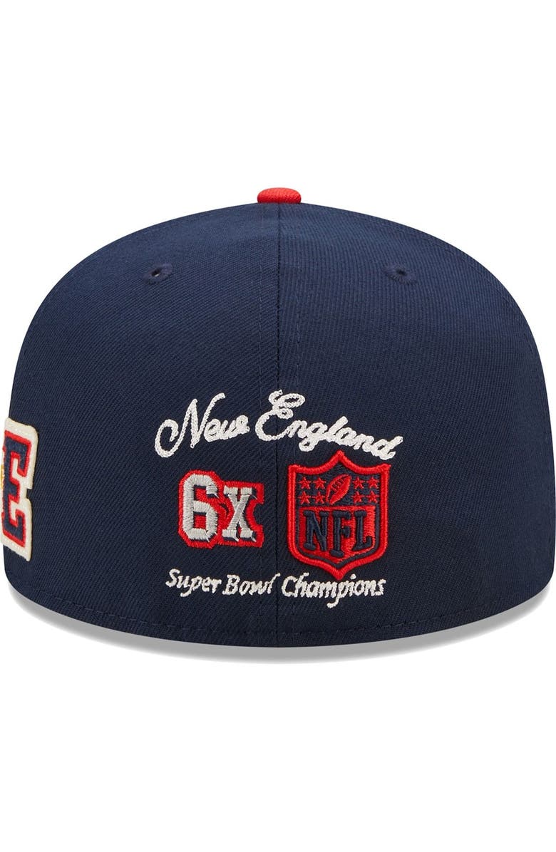 New Era Men's New Era Navy/Red New England Patriots Super Bowl XXXVI Letterman 59FIFTY Fitted Hat, Alternate, color,