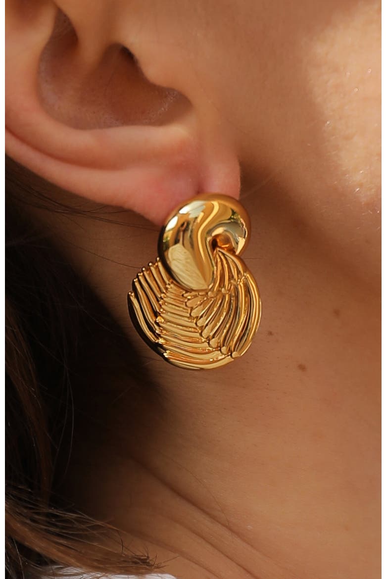 Horus Wing Earrings, Alternate, color, Gold