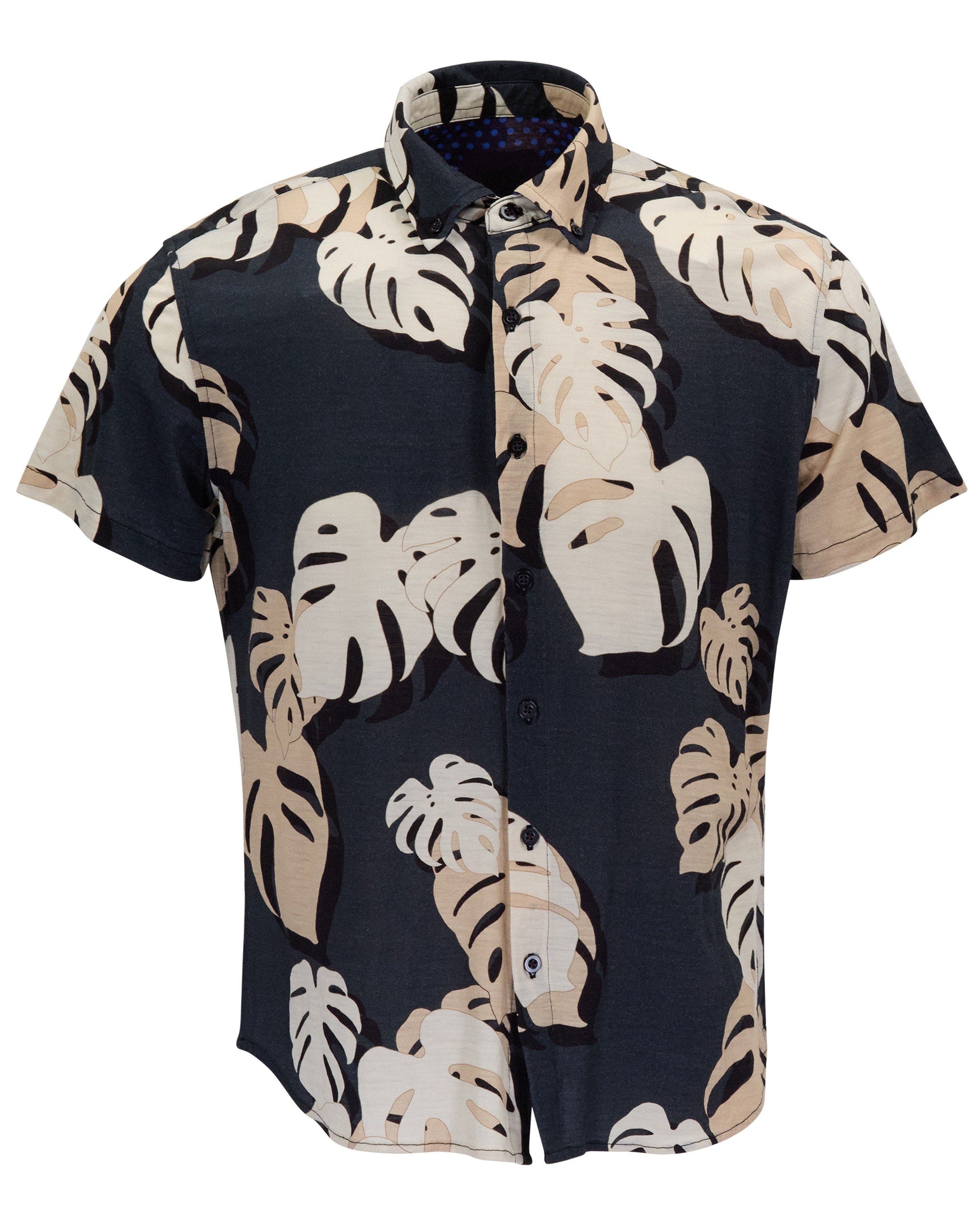 Monstera Floral Mens Merino Wool Button-up Shirt - image 2