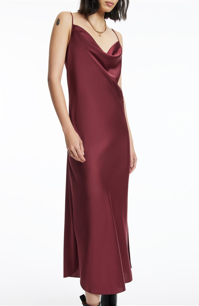 AllSaints Hadley Satin Slipdress, Alternate, color, Winter Orchid Red
