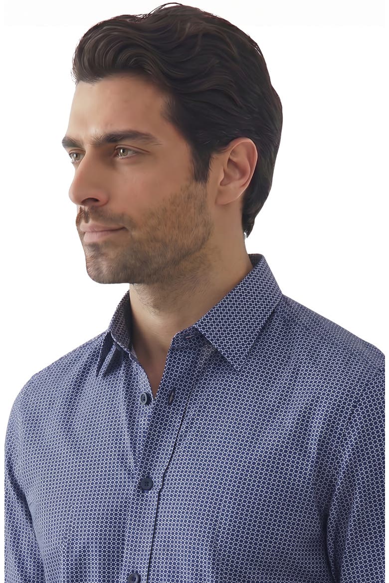 Long Sleeve Geometric Performance Shirt, Alternate, color, 41 NAVY