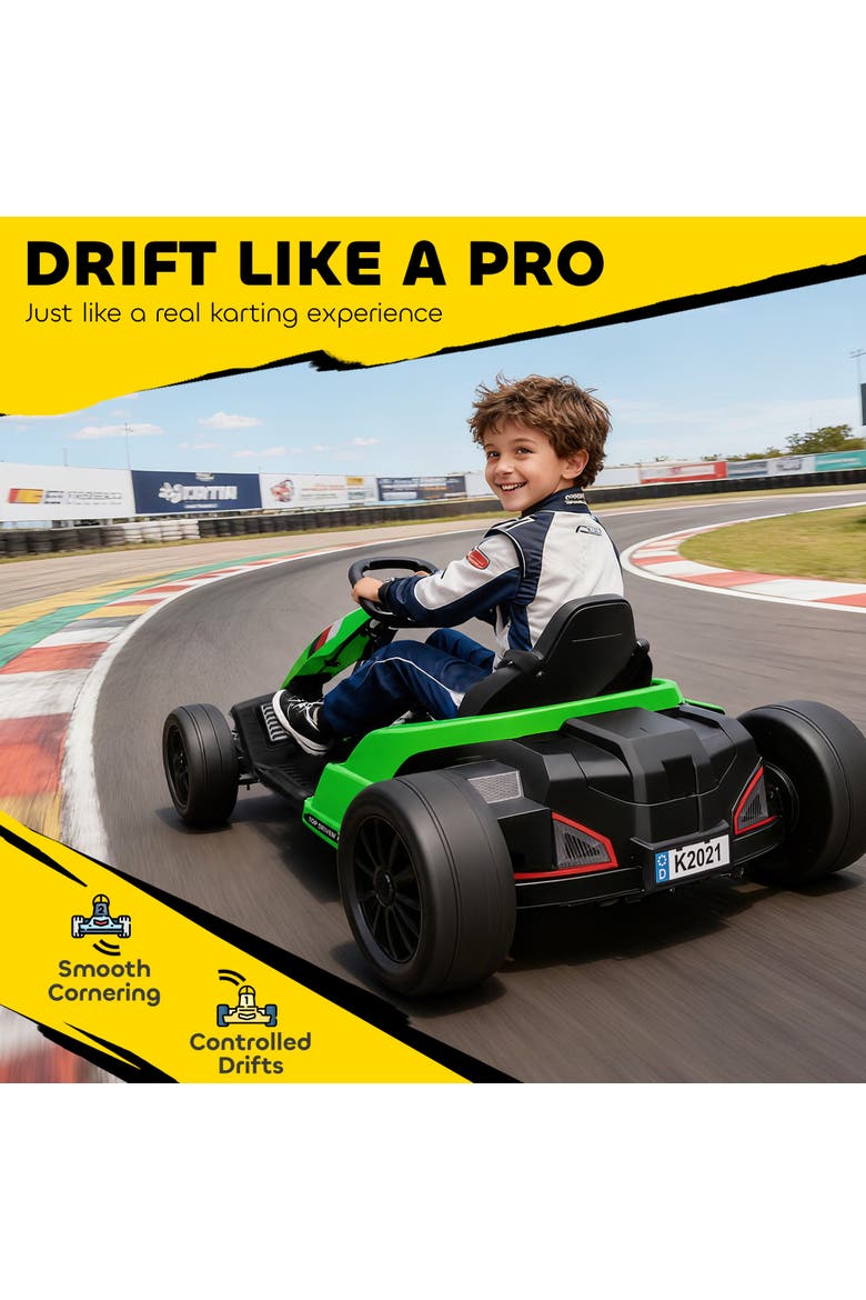 Electric Drift Go Kart, Alternate, color, Green