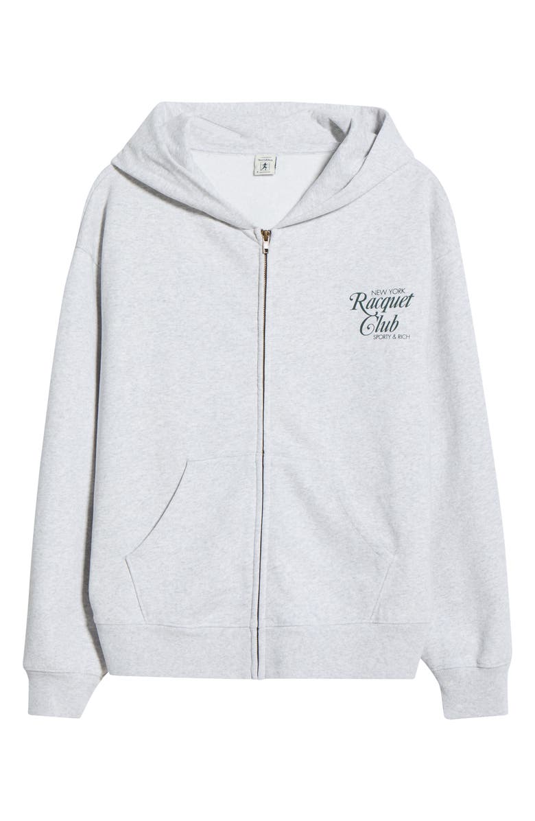 Sporty & Rich New York Racquet Club Full Zip Fleece Hoodie, Alternate, color, Heather Gray