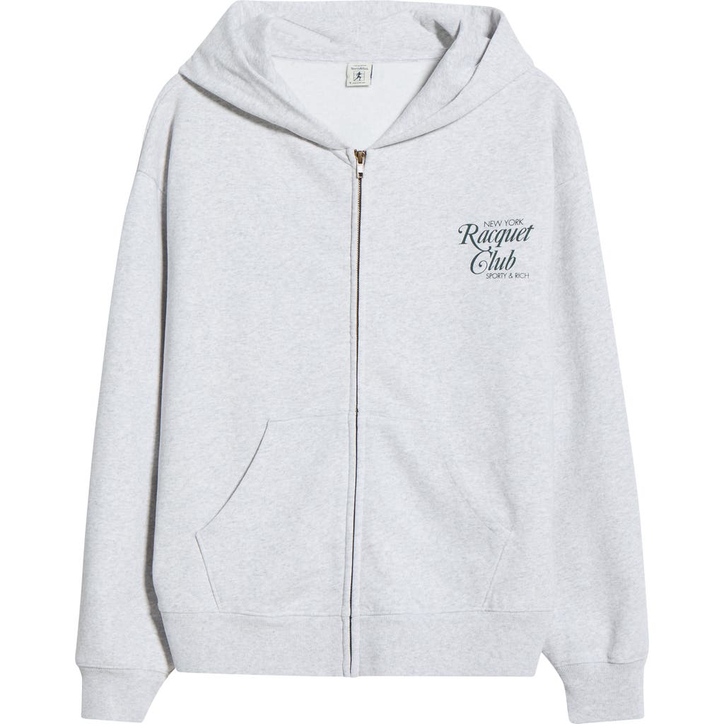 Sporty And Rich Sporty & Rich New York Racquet Club Full Zip Fleece Hoodie In Gray
