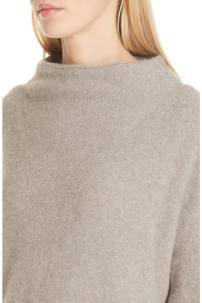 Funnel Neck Cashmere Sweater, Alternate, color, HEATHER TAUPE