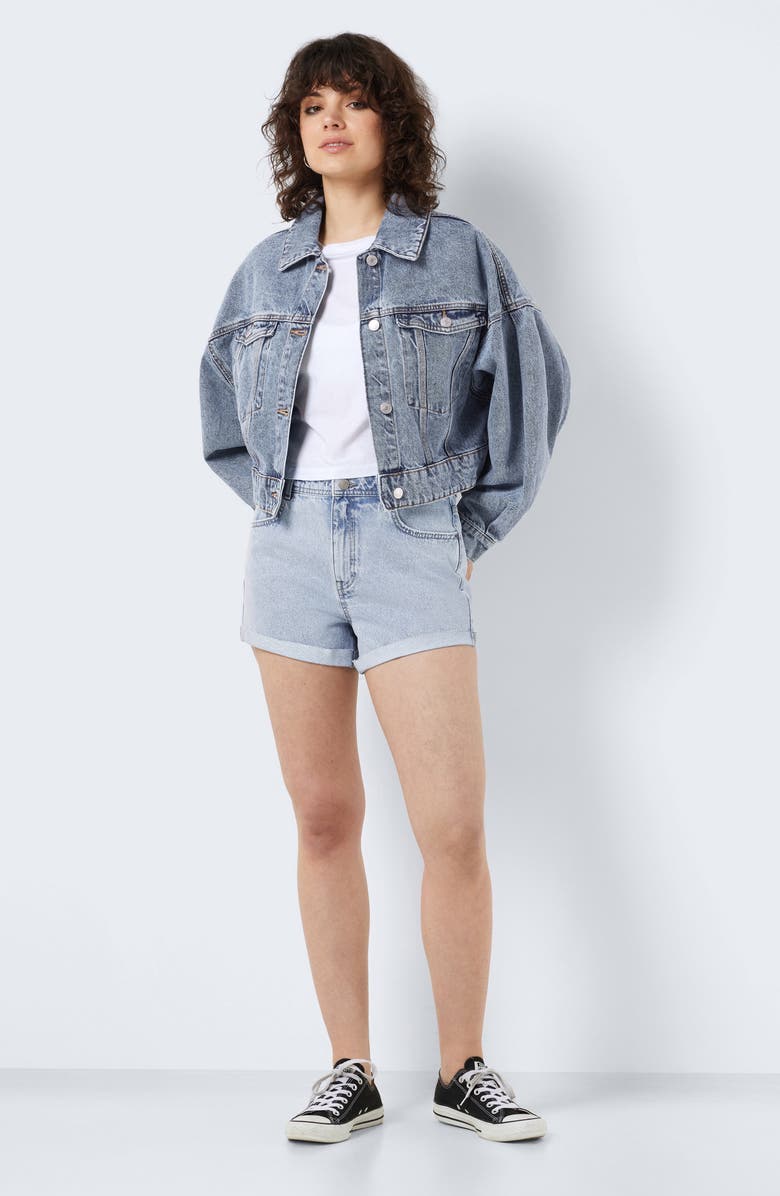Noisy may Drew Festival High Waist Denim Shorts, Alternate, color,