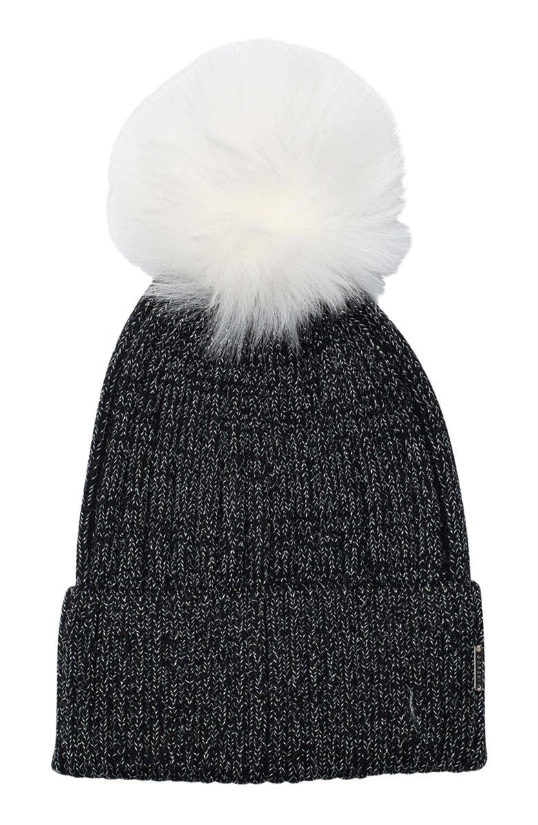 GORSKI Metallic Wool Blend Knit Hat With Toscana Lamb Pompom, Main, color,