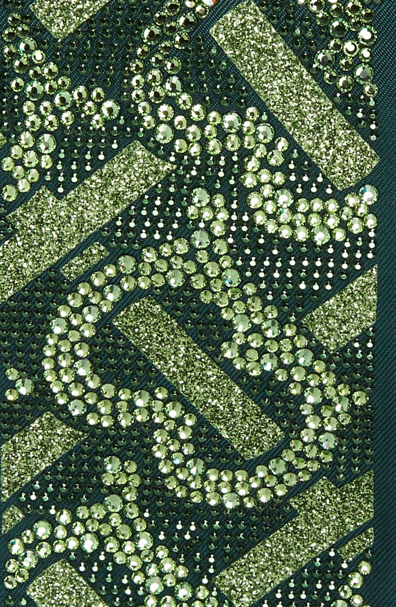 Burberry Beaded Monogram Print Skinny Silk Scarf, Alternate, color, Green