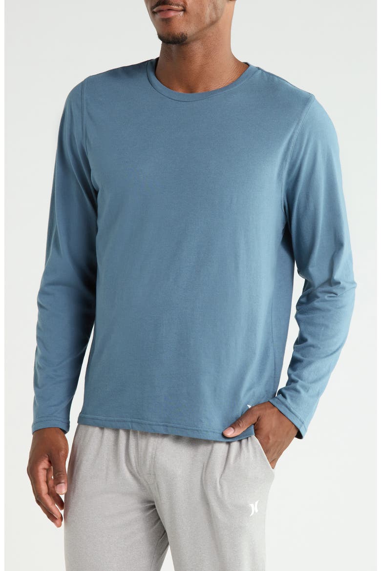Long Sleeve Crewneck T-Shirt, Main, color, BLUE