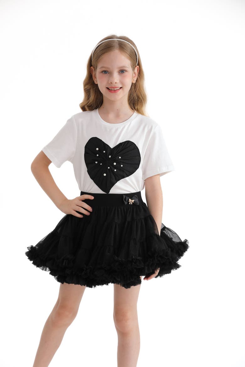 Pearl Heart Applique T-Shirt, Alternate, color, White