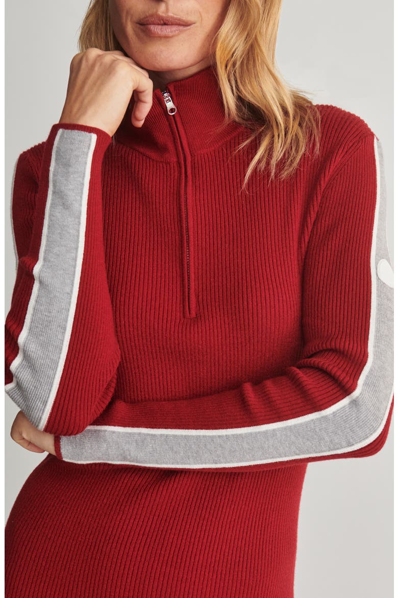 CAITLYN HALF ZIP KNIT, Alternate, color, RED DAHLIA
