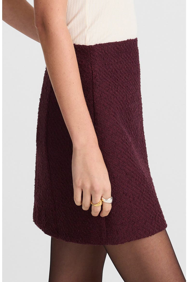 Tweed Miniskirt, Alternate, color, DARK POMEGRANATE