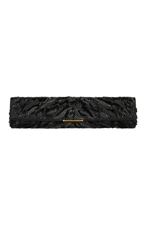 Long Clutch Bag in Embroidered Satin