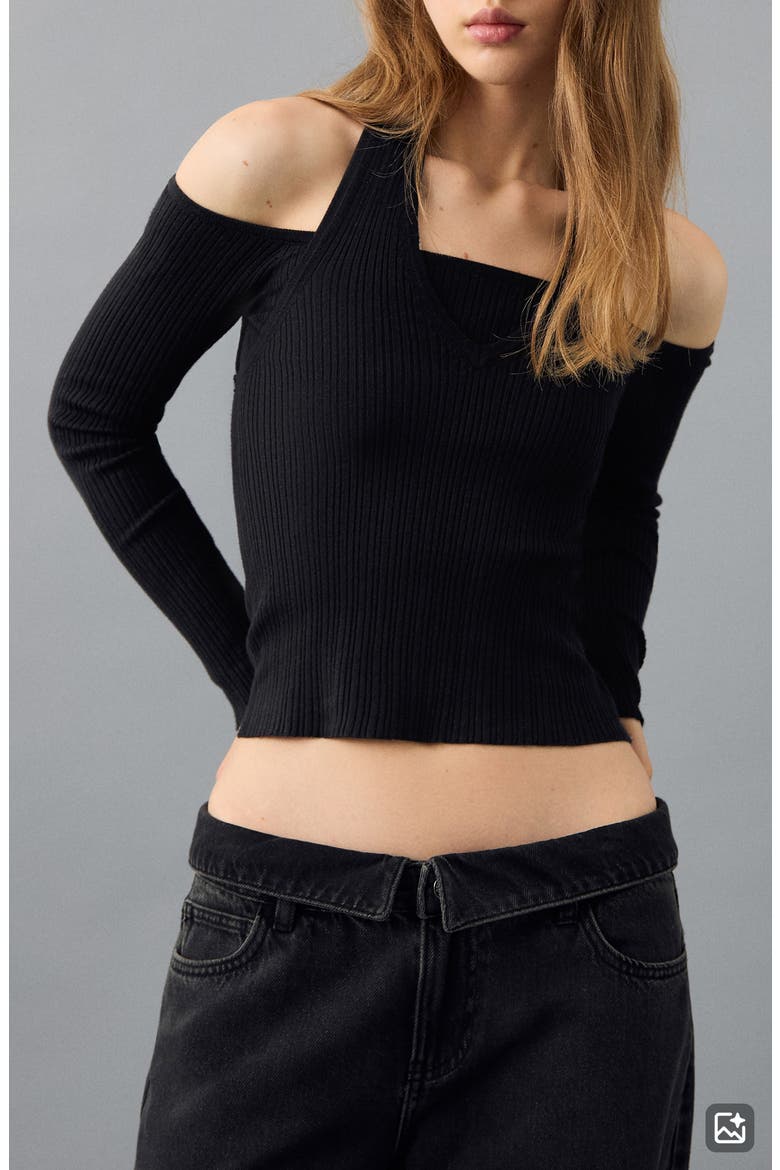 Rib Halter Top, Main, color, BLACK