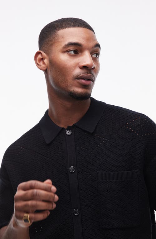 Shop Topman Open Knit Button-up Shirt
