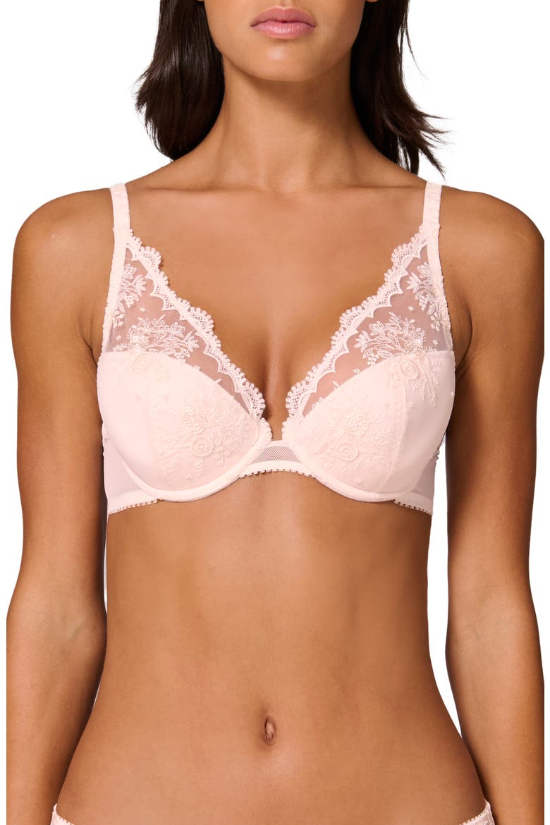 Intrigue Floral Embroidered Triangle Bra, Main, color, SAKURA PINK
