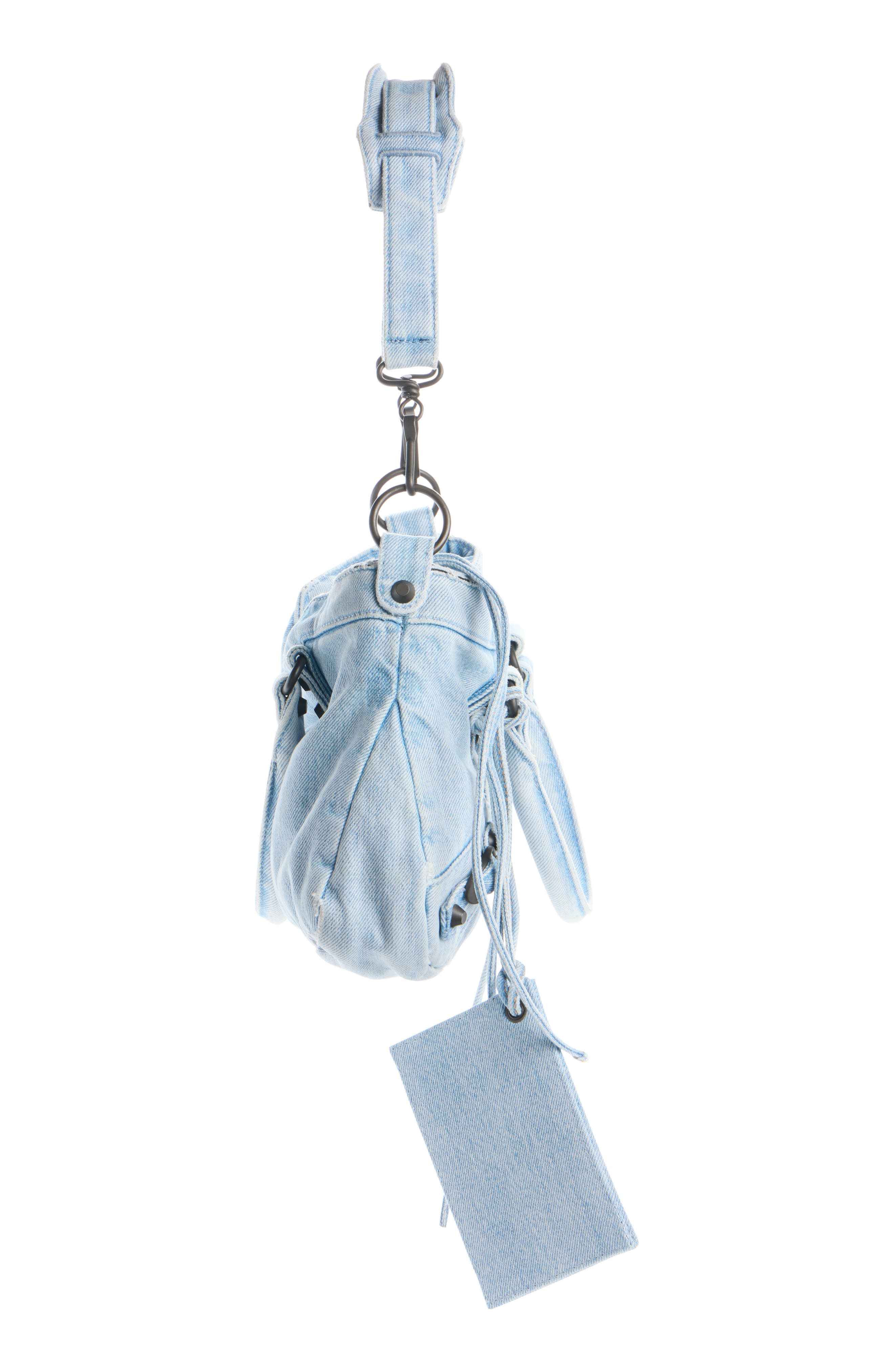 Balenciaga Le City First Denim Shoulder Bag, Alternate, color, 4836 Light Blue