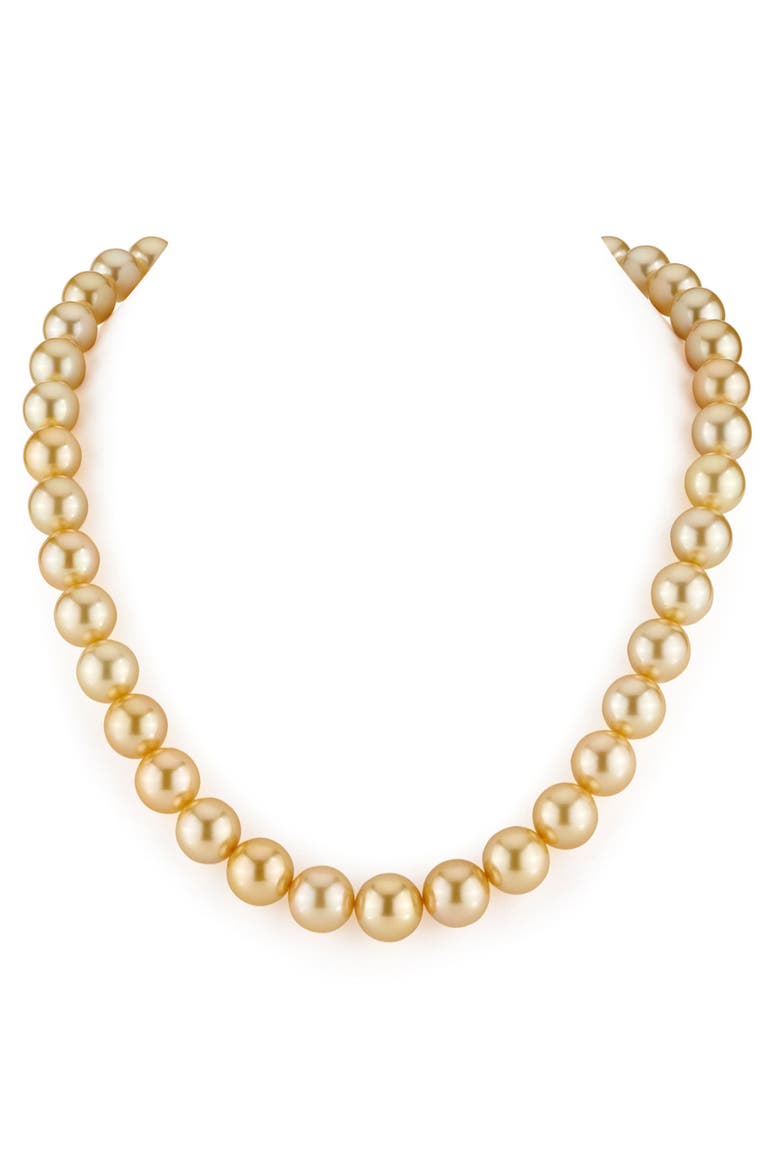 9-11mm Golden South Sea Pearl Necklace - AAA Quality, Main, color, Yellow Gold Clasp