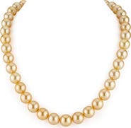 The Pearl Source 9-11mm Golden South Sea Pearl Necklace - AAA Quality