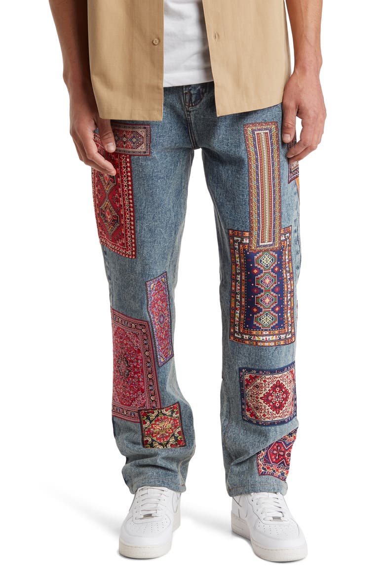 Rug Dealer Label Jeans, Main, color, BLUE DENIM