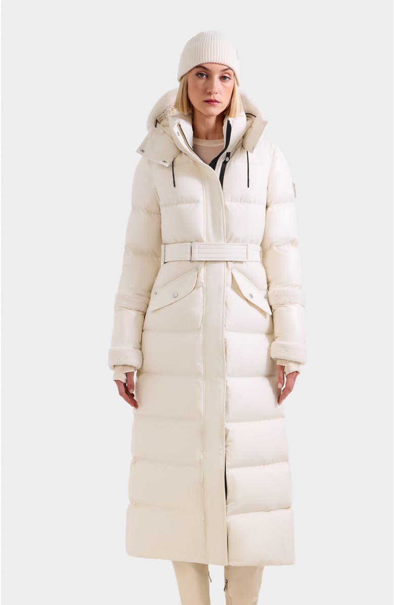 Rudsak Audrey Maxi Down Puffer with Faux Shearling Trim, Alternate, color, Vanilla